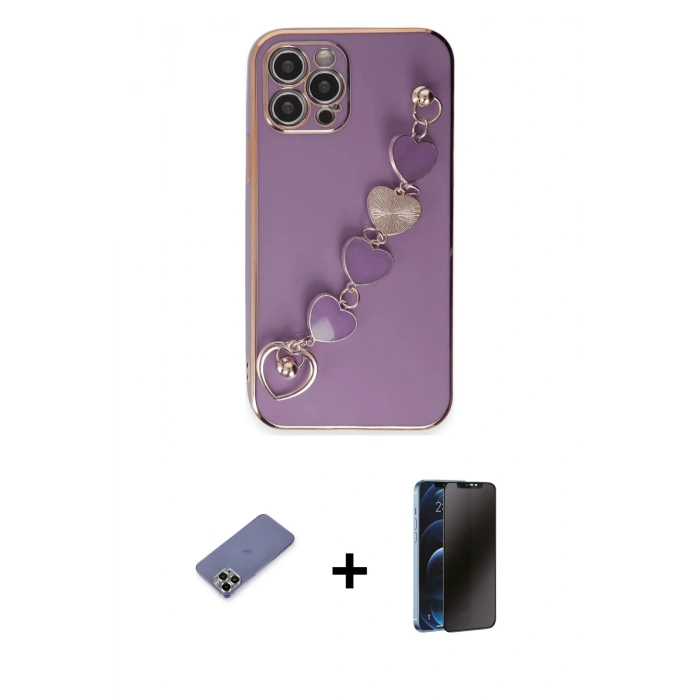 MARSİLYAN™- iPhone 12 Pro Max Kılıf Nova Işık Prime - Siyah 3D Antistatik Hayalet Cam Ekran Koruyucu + Metal Kamera Lens Koruma Cam - GD