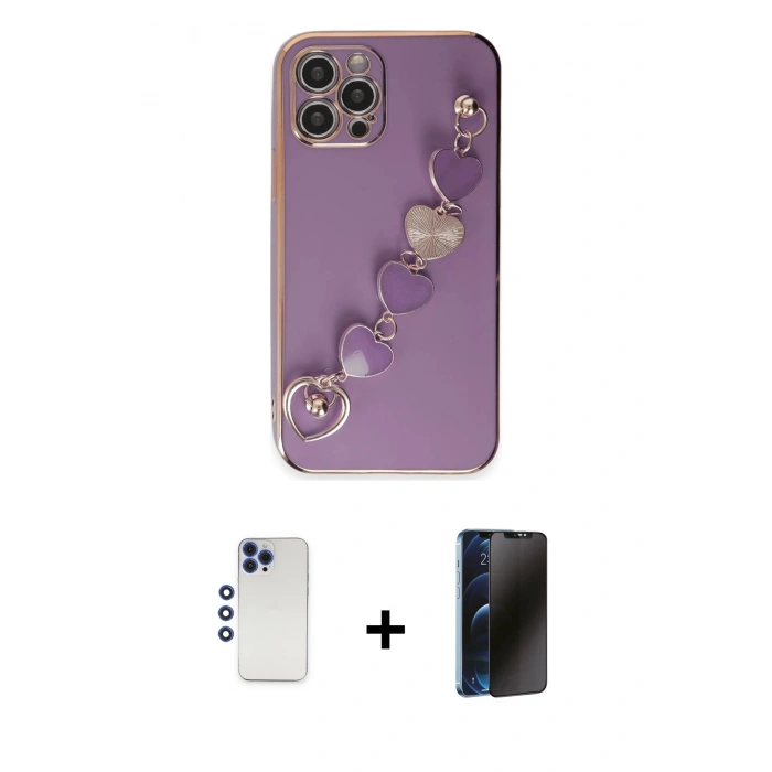 MARSİLYAN™- iPhone 12 Pro Max Kılıf Nova Işık Prime - Siyah 3D Antistatik Hayalet Cam Ekran Koruyucu + Lacivert Shine Kamera Lens