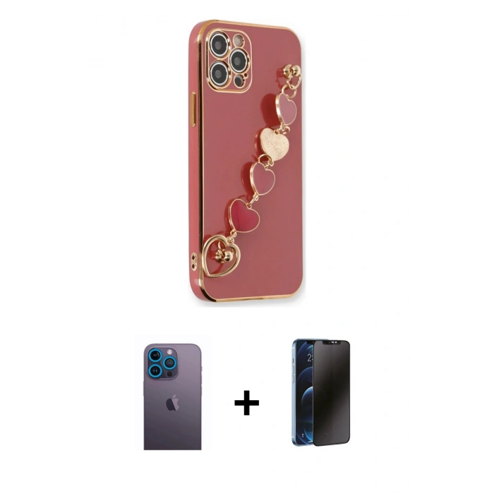 MARSİLYAN™- iPhone 12 Pro Max Kılıf Nova Işık Prime - Siyah 3D Antistatik Hayalet Cam Ekran Koruyucu + Neon Fosforlu Kamera Lens - MI