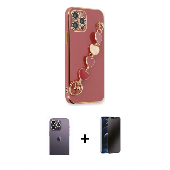 MARSİLYAN™- iPhone 12 Pro Max Kılıf Nova Işık Prime - Siyah 3D Antistatik Hayalet Cam Ekran Koruyucu + Neon Fosforlu Kamera Lens - BZ
