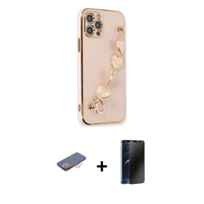 MARSİLYAN™- iPhone 12 Pro Max Kılıf Nova Işık Prime - Siyah 3D Antistatik Hayalet Cam Ekran Koruyucu + Renkli Kamera Lens Koruma Cam - TU