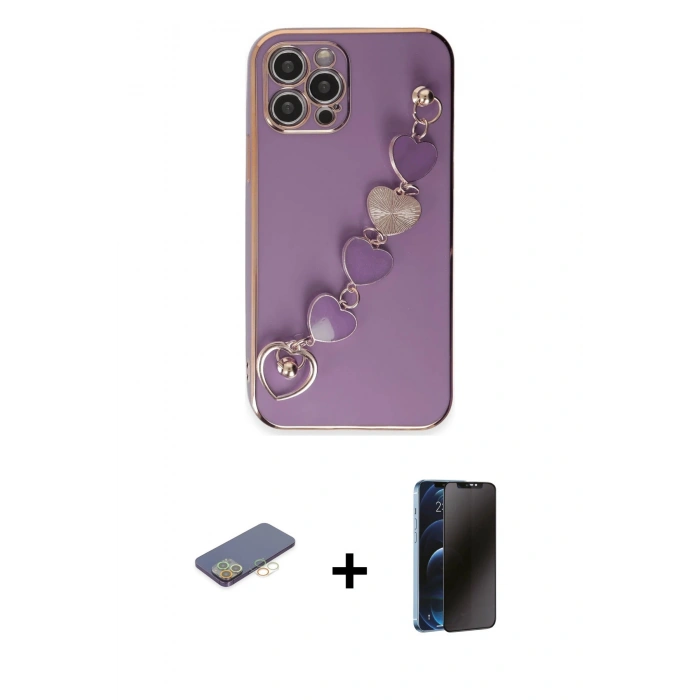 MARSİLYAN™- iPhone 12 Pro Max Kılıf Nova Işık Prime - Siyah 3D Antistatik Hayalet Cam Ekran Koruyucu + Sarı Renkli Kamera Lens Koruma Cam