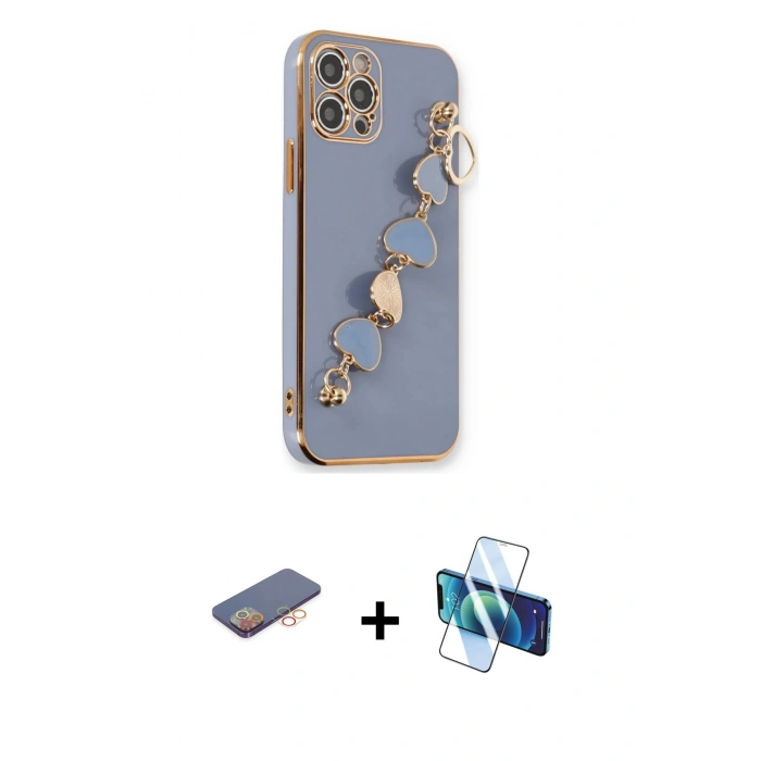 MARSİLYAN™- iPhone 12 Pro Max Kılıf Nova Işık Prime - Siyah 3D Antistatik Seramik Nano Ekran Koruyucu + Renkli Kamera Lens Koruma Cam - TU
