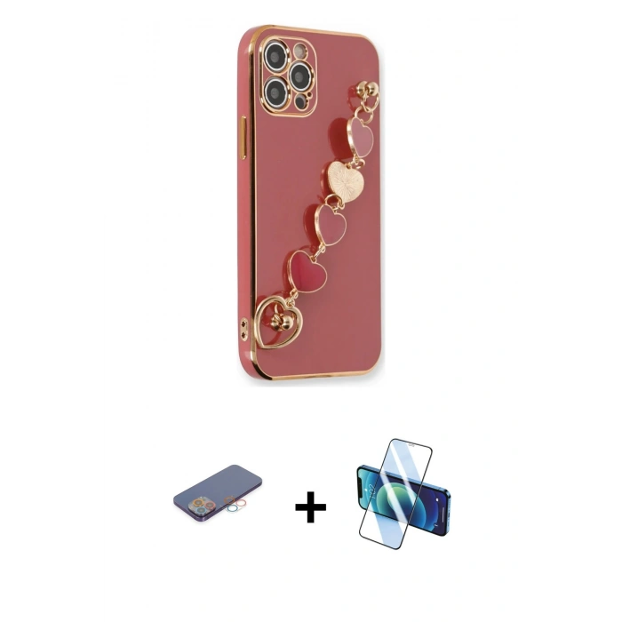 MARSİLYAN™- iPhone 12 Pro Max Kılıf Nova Işık Prime - Siyah 3D Antistatik Seramik Nano Ekran Koruyucu + Renkli Kamera Lens Koruma Cam - PE
