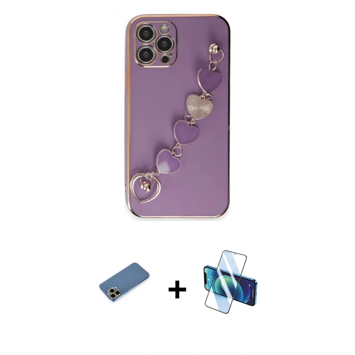 MARSİLYAN™- iPhone 12 Pro Max Kılıf Nova Işık Prime - Siyah 3D Antistatik Seramik Nano Ekran Koruyucu + Shine Kamera Lens Koruma Cam - GD