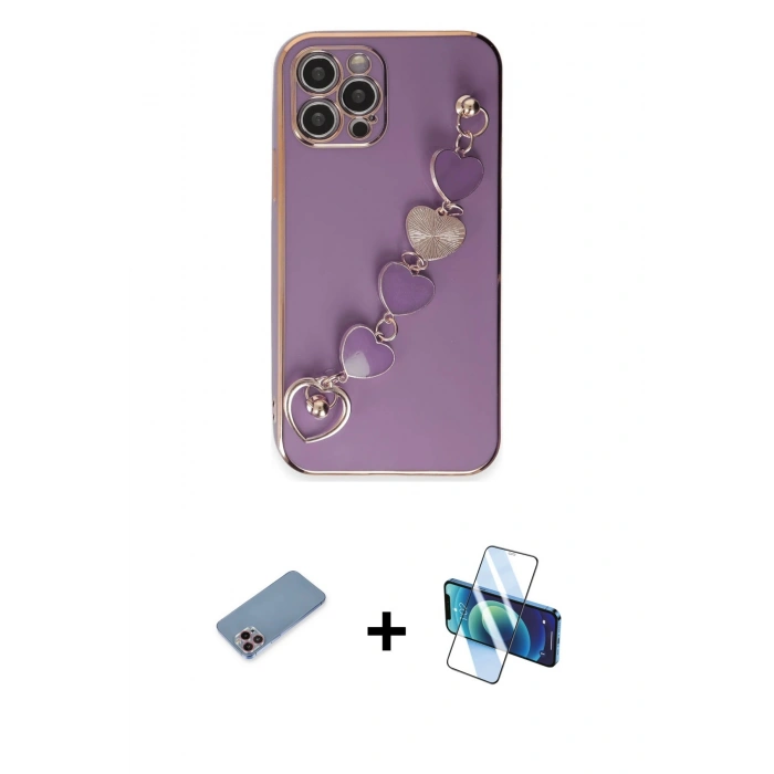 MARSİLYAN™- iPhone 12 Pro Max Kılıf Nova Işık Prime - Siyah 3D Antistatik Seramik Nano Ekran Koruyucu + Shine Kamera Lens Koruma Cam - PE