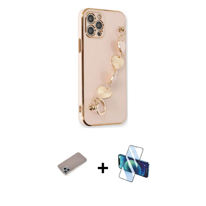 MARSİLYAN™- iPhone 12 Pro Max Kılıf Nova Işık Prime - Siyah 3D Antistatik Seramik Nano Ekran Koruyucu + Sierra Blue Shine Kamera Lens Koruma Cam