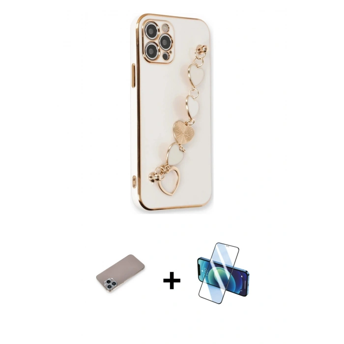 MARSİLYAN™- iPhone 12 Pro Max Kılıf Nova Işık Prime - Siyah 3D Antistatik Seramik Nano Ekran Koruyucu + Sierra Blue Shine Kamera Lens Koruma Cam