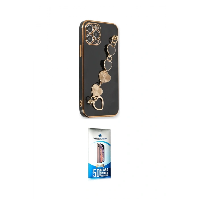 MARSİLYAN™- iPhone 12 Pro Max Kılıf Nova Işık Prime - Siyah 5D Eko Cam Ekran Koruyucu