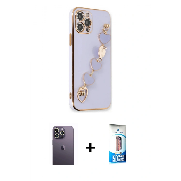 MARSİLYAN™- iPhone 12 Pro Max Kılıf Nova Işık Prime - Siyah 5D Eko Cam Ekran Koruyucu + Neon Fosforlu Kamera Lens - BZ