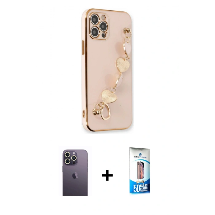 MARSİLYAN™- iPhone 12 Pro Max Kılıf Nova Işık Prime - Siyah 5D Eko Cam Ekran Koruyucu + Neon Fosforlu Kamera Lens - BZ