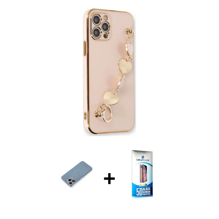 MARSİLYAN™- iPhone 12 Pro Max Kılıf Nova Işık Prime - Siyah 5D Eko Cam Ekran Koruyucu + Shine Kamera Lens Koruma Cam - GI