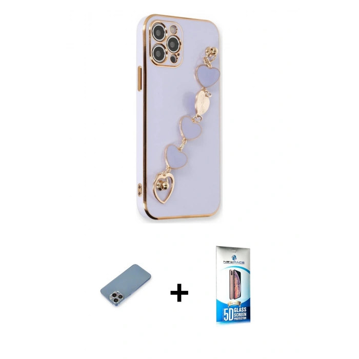 MARSİLYAN™- iPhone 12 Pro Max Kılıf Nova Işık Prime - Siyah 5D Eko Cam Ekran Koruyucu + Shine Kamera Lens Koruma Cam - GI