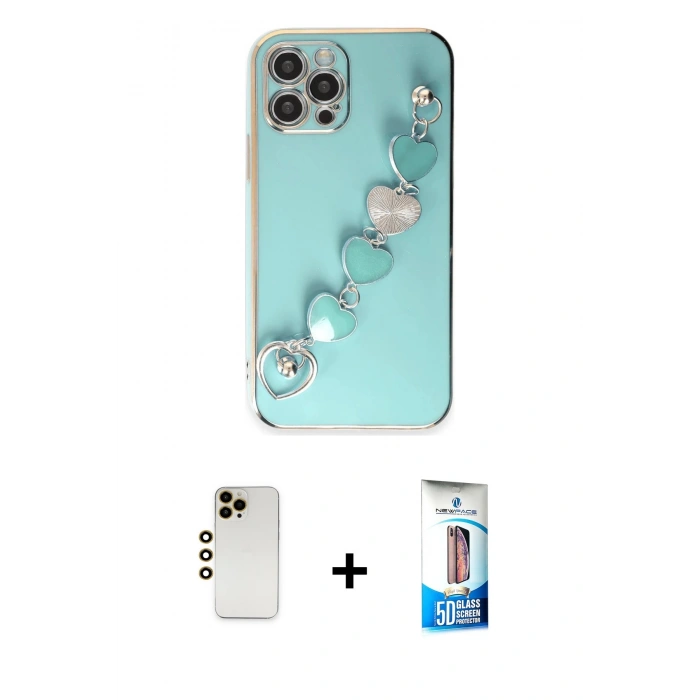 MARSİLYAN™- iPhone 12 Pro Max Kılıf Nova Işık Prime - Siyah 5D Eko Cam Ekran Koruyucu + Shine Kamera Lens - GD