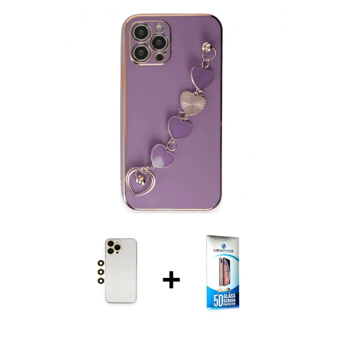 MARSİLYAN™- iPhone 12 Pro Max Kılıf Nova Işık Prime - Siyah 5D Eko Cam Ekran Koruyucu + Shine Kamera Lens - GD