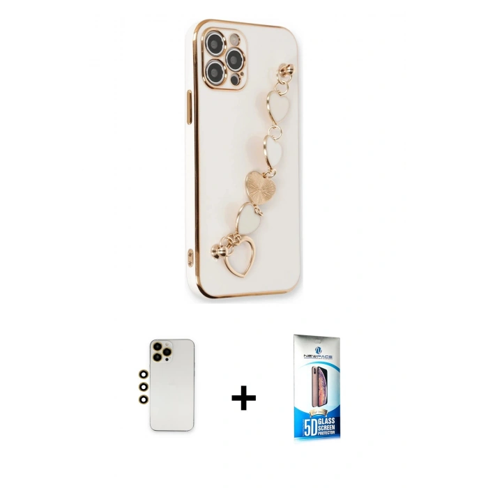 MARSİLYAN™- iPhone 12 Pro Max Kılıf Nova Işık Prime - Siyah 5D Eko Cam Ekran Koruyucu + Shine Kamera Lens - GD