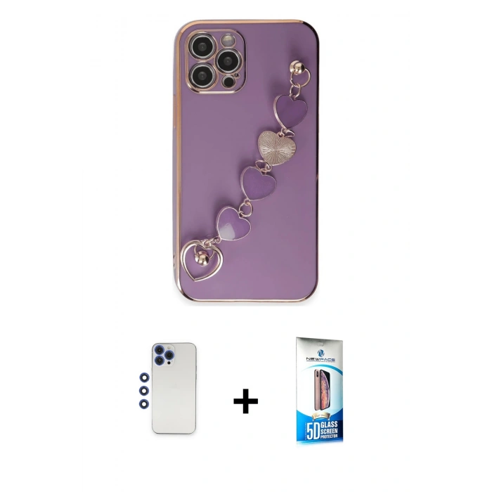 MARSİLYAN™- iPhone 12 Pro Max Kılıf Nova Işık Prime - Siyah 5D Eko Cam Ekran Koruyucu + Shine Kamera Lens - LT