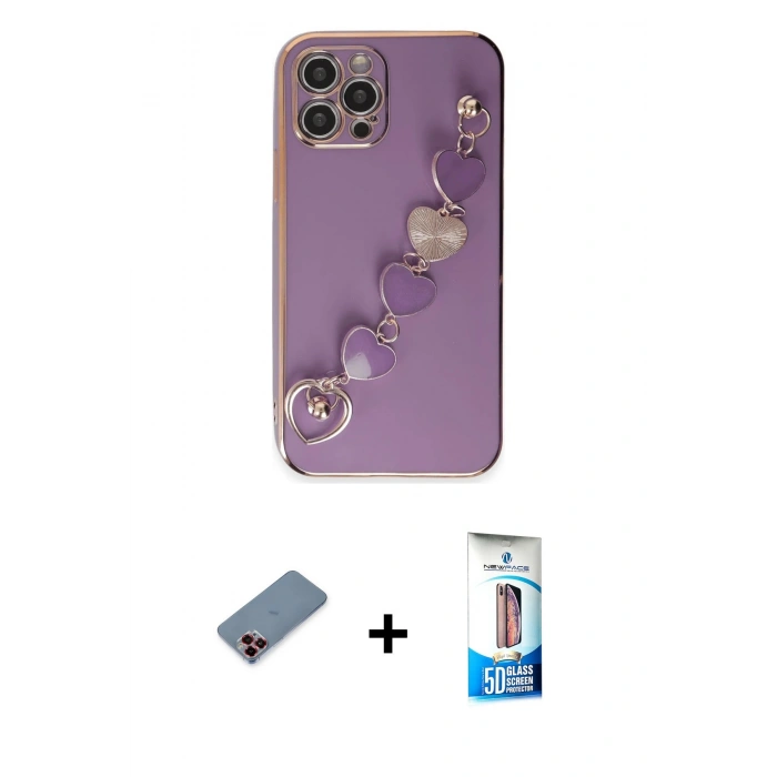 MARSİLYAN™- iPhone 12 Pro Max Kılıf Nova Işık Prime - Siyah 5D Eko Cam Ekran Koruyucu + Metal Kamera Lens Koruma Cam - KI
