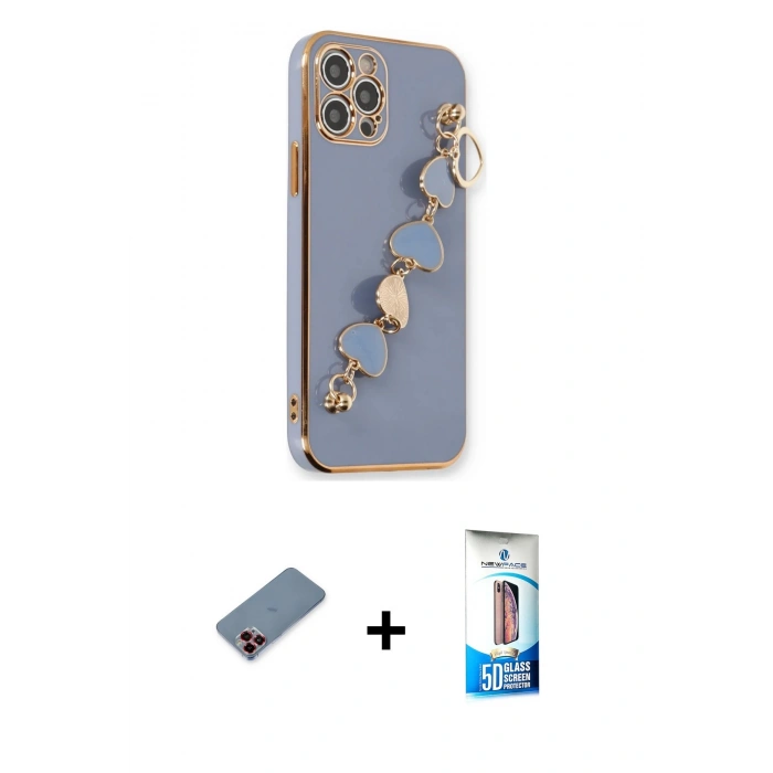 MARSİLYAN™- iPhone 12 Pro Max Kılıf Nova Işık Prime - Siyah 5D Eko Cam Ekran Koruyucu + Metal Kamera Lens Koruma Cam - KI