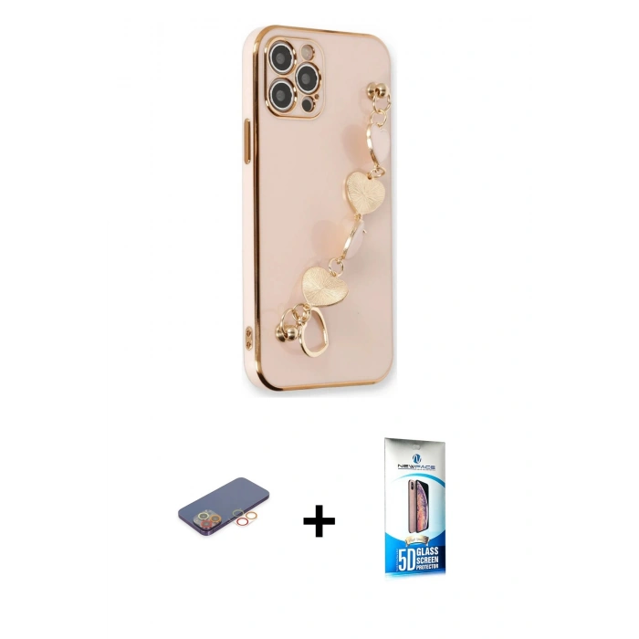 MARSİLYAN™- iPhone 12 Pro Max Kılıf Nova Işık Prime - Siyah 5D Eko Cam Ekran Koruyucu + Renkli Kamera Lens Koruma Cam - TU
