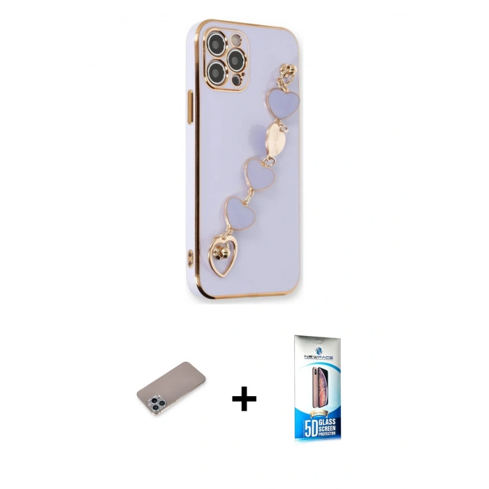 MARSİLYAN™- iPhone 12 Pro Max Kılıf Nova Işık Prime - Siyah 5D Eko Cam Ekran Koruyucu + Shine Kamera Lens Koruma Cam - SABE