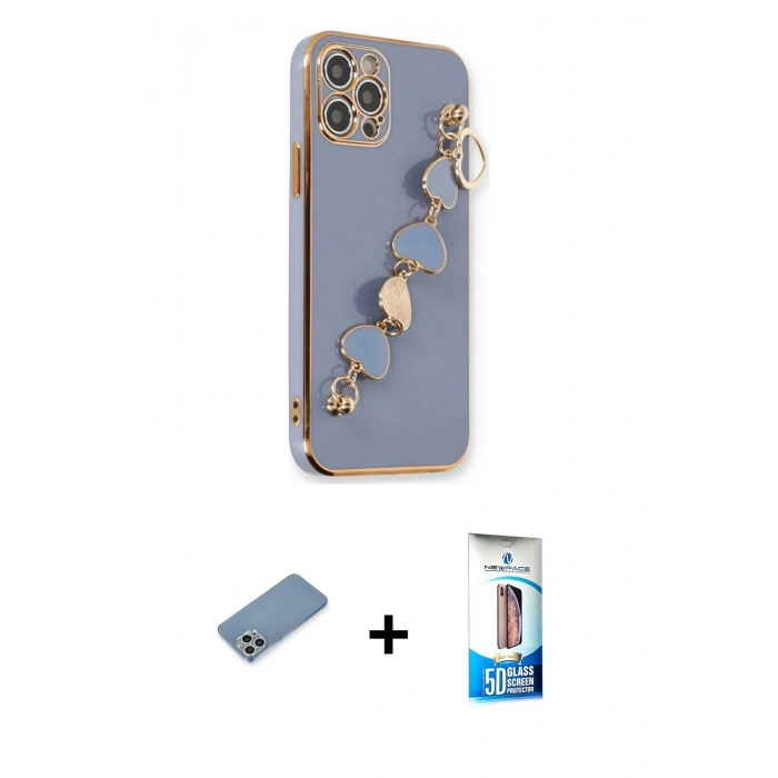 MARSİLYAN™- iPhone 12 Pro Max Kılıf Nova Işık Prime - Siyah 5D Eko Cam Ekran Koruyucu + Shine Kamera Lens Koruma Cam - GS