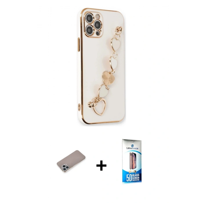 MARSİLYAN™- iPhone 12 Pro Max Kılıf Nova Işık Prime - Siyah 5D Eko Cam Ekran Koruyucu + Shine Kamera Lens Koruma Cam - SABE