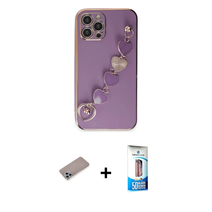 MARSİLYAN™- iPhone 12 Pro Max Kılıf Nova Işık Prime - Siyah 5D Eko Cam Ekran Koruyucu + Shine Kamera Lens Koruma Cam - SABE