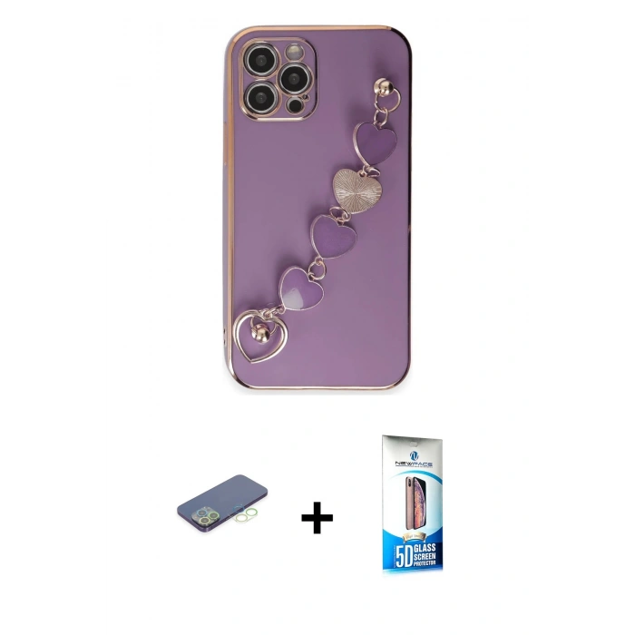MARSİLYAN™- iPhone 12 Pro Max Kılıf Nova Işık Prime - Siyah 5D Eko Cam Ekran Koruyucu + Yeşil Renkli Kamera Lens Koruma Cam