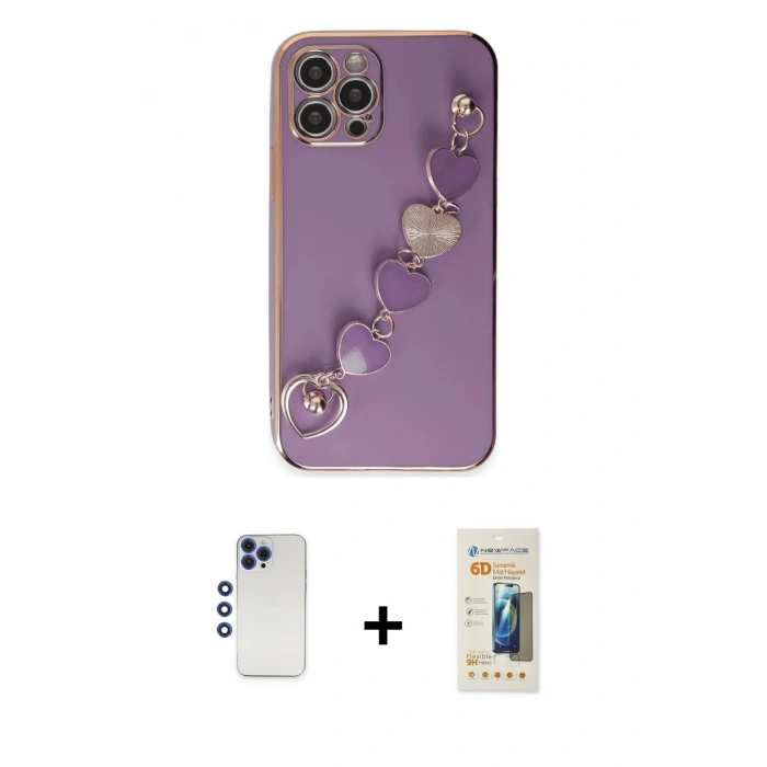 MARSİLYAN™- iPhone 12 Pro Max Kılıf Nova Işık Prime - Siyah 6D Mat Seramik Hayalet Nano Ekran Koruyucu + Shine Kamera Lens - LT