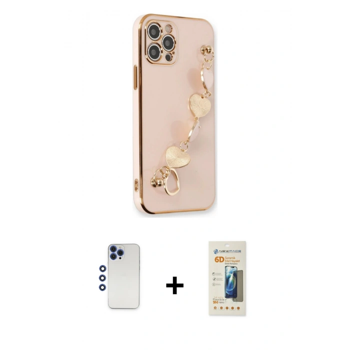 MARSİLYAN™- iPhone 12 Pro Max Kılıf Nova Işık Prime - Siyah 6D Mat Seramik Hayalet Nano Ekran Koruyucu + Shine Kamera Lens - LT