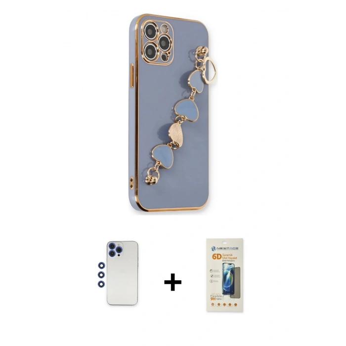 MARSİLYAN™- iPhone 12 Pro Max Kılıf Nova Işık Prime - Siyah 6D Mat Seramik Hayalet Nano Ekran Koruyucu + Shine Kamera Lens - LT
