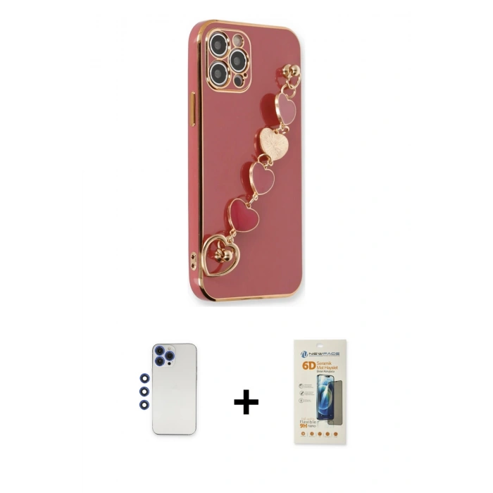 MARSİLYAN™- iPhone 12 Pro Max Kılıf Nova Işık Prime - Siyah 6D Mat Seramik Hayalet Nano Ekran Koruyucu + Shine Kamera Lens - LT
