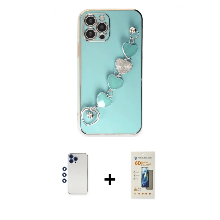 MARSİLYAN™- iPhone 12 Pro Max Kılıf Nova Işık Prime - Siyah 6D Mat Seramik Hayalet Nano Ekran Koruyucu + Shine Kamera Lens - LT