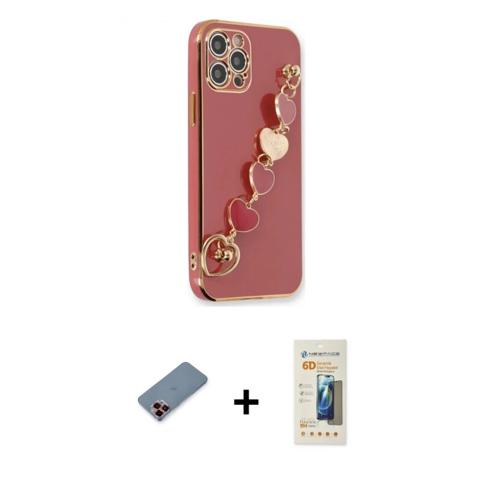 MARSİLYAN™- iPhone 12 Pro Max Kılıf Nova Işık Prime - Siyah 6D Mat Seramik Hayalet Nano Ekran Koruyucu + Metal Kamera Lens Koruma Cam - KI
