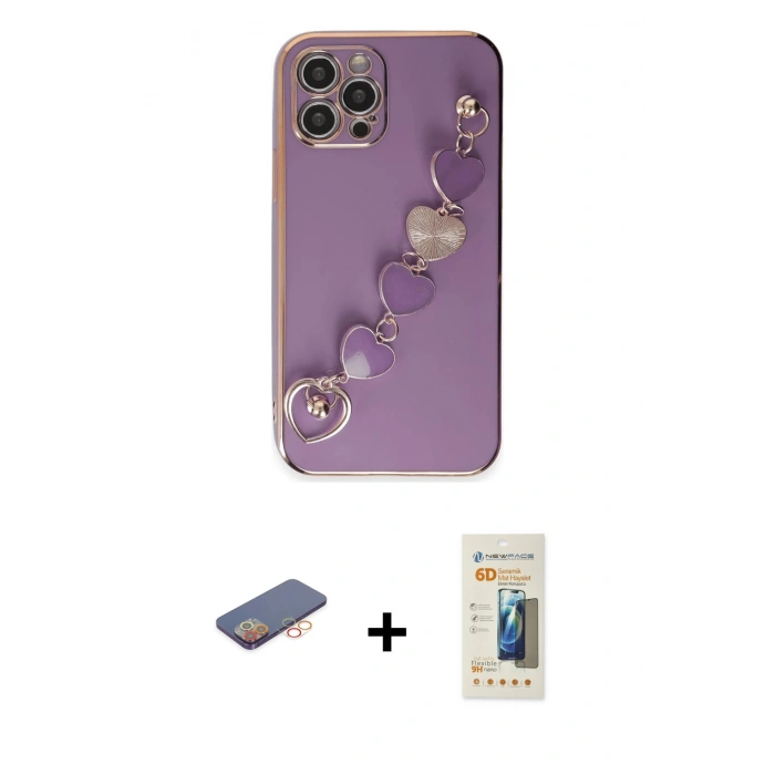 MARSİLYAN™- iPhone 12 Pro Max Kılıf Nova Işık Prime - Siyah 6D Mat Seramik Hayalet Nano Ekran Koruyucu + Renkli Kamera Lens Koruma Cam - TU