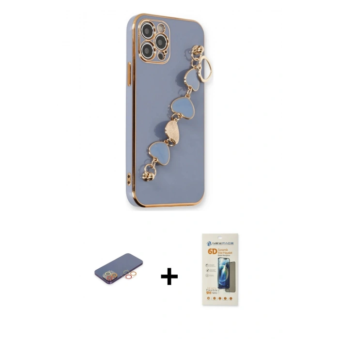 MARSİLYAN™- iPhone 12 Pro Max Kılıf Nova Işık Prime - Siyah 6D Mat Seramik Hayalet Nano Ekran Koruyucu + Renkli Kamera Lens Koruma Cam - TU