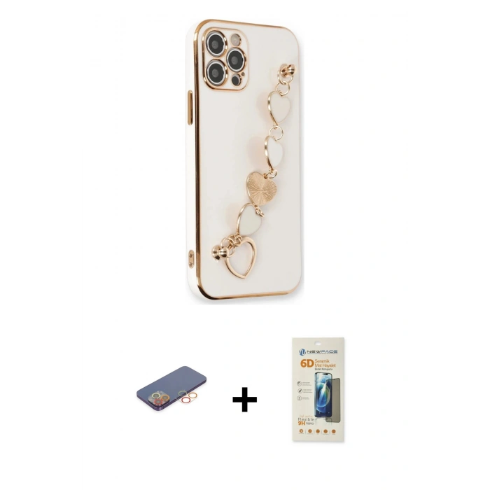 MARSİLYAN™- iPhone 12 Pro Max Kılıf Nova Işık Prime - Siyah 6D Mat Seramik Hayalet Nano Ekran Koruyucu + Renkli Kamera Lens Koruma Cam - TU