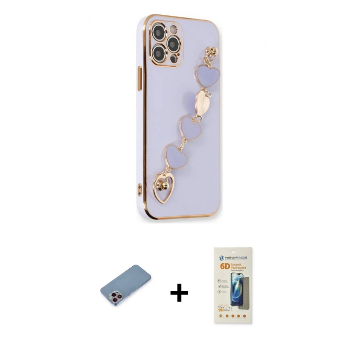MARSİLYAN™- iPhone 12 Pro Max Kılıf Nova Işık Prime - Siyah 6D Mat Seramik Hayalet Nano Ekran Koruyucu + Shine Kamera Lens Koruma Cam - PE