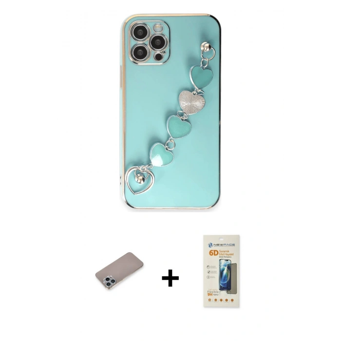 MARSİLYAN™- iPhone 12 Pro Max Kılıf Nova Işık Prime - Siyah 6D Mat Seramik Hayalet Nano Ekran Koruyucu + Shine Kamera Lens Koruma Cam - SABE