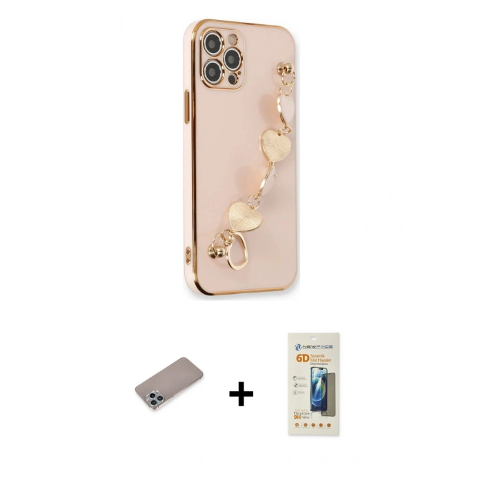 MARSİLYAN™- iPhone 12 Pro Max Kılıf Nova Işık Prime - Siyah 6D Mat Seramik Hayalet Nano Ekran Koruyucu + Shine Kamera Lens Koruma Cam - SABE