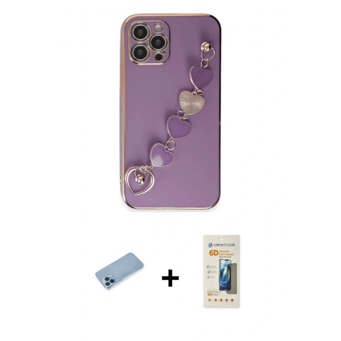 MARSİLYAN™- iPhone 12 Pro Max Kılıf Nova Işık Prime - Siyah 6D Mat Seramik Hayalet Nano Ekran Koruyucu + Shine Kamera Lens Koruma Cam - MI
