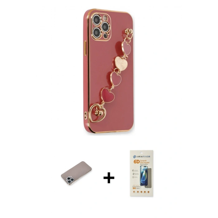 MARSİLYAN™- iPhone 12 Pro Max Kılıf Nova Işık Prime - Siyah 6D Mat Seramik Hayalet Nano Ekran Koruyucu + Shine Kamera Lens Koruma Cam - SABE