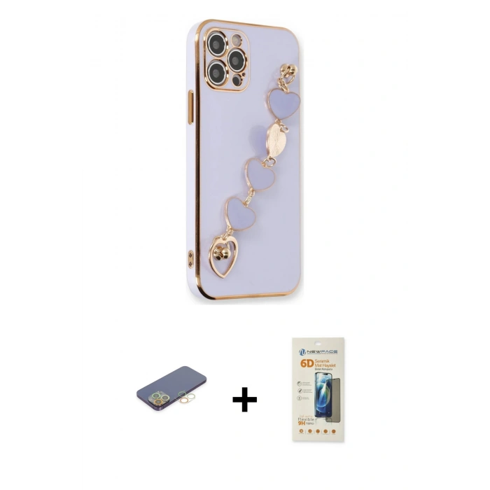 MARSİLYAN™- iPhone 12 Pro Max Kılıf Nova Işık Prime - Siyah 6D Mat Seramik Hayalet Nano Ekran Koruyucu + Renkli Kamera Lens Koruma Cam - SI