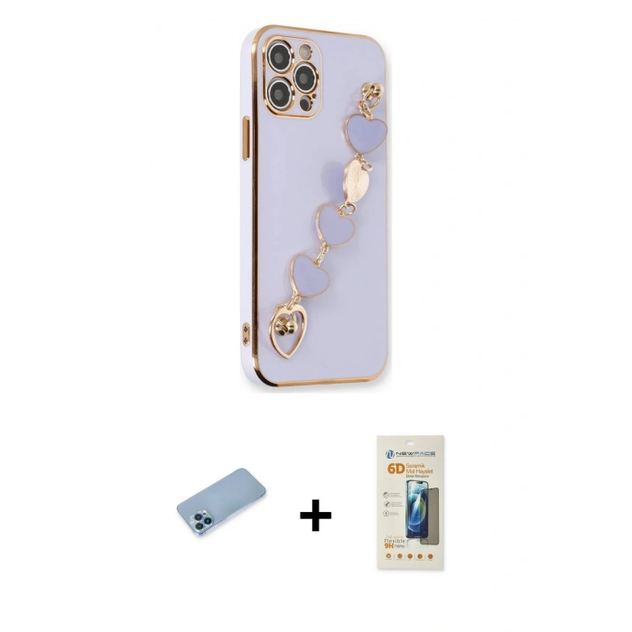 MARSİLYAN™- iPhone 12 Pro Max Kılıf Nova Işık Prime - Siyah 6D Mat Seramik Hayalet Nano Ekran Koruyucu + Shine Kamera Lens Koruma Cam - MI