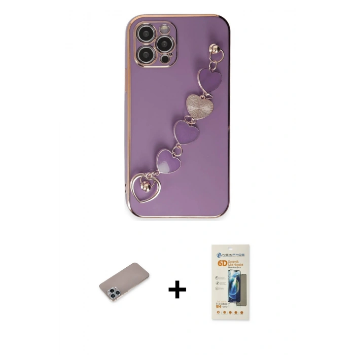 MARSİLYAN™- iPhone 12 Pro Max Kılıf Nova Işık Prime - Siyah 6D Mat Seramik Hayalet Nano Ekran Koruyucu + Shine Kamera Lens Koruma Cam - SABE