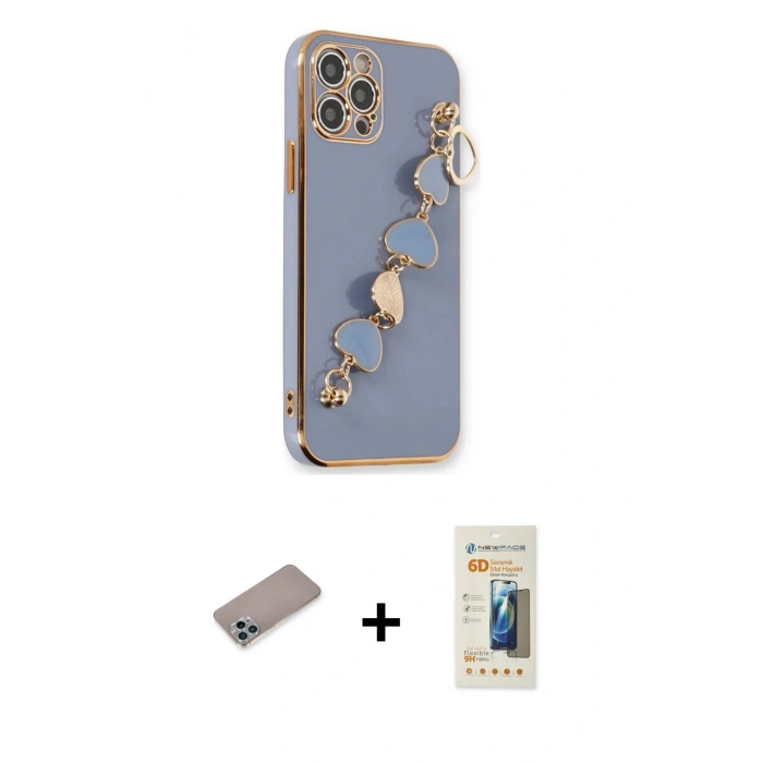 MARSİLYAN™- iPhone 12 Pro Max Kılıf Nova Işık Prime - Siyah 6D Mat Seramik Hayalet Nano Ekran Koruyucu + Shine Kamera Lens Koruma Cam - SABE
