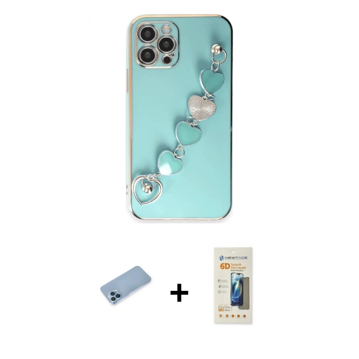 MARSİLYAN™- iPhone 12 Pro Max Kılıf Nova Işık Prime - Siyah 6D Mat Seramik Hayalet Nano Ekran Koruyucu + Shine Kamera Lens Koruma Cam - MI