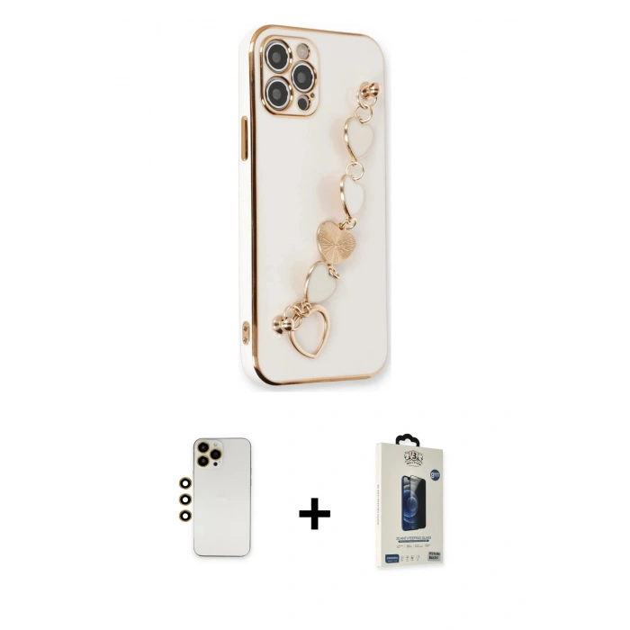 MARSİLYAN™- iPhone 12 Pro Max Kılıf Nova Işık Prime - Siyah Bilvis Hayalet Cam Ekran Koruyucu + Shine Kamera Lens - GD