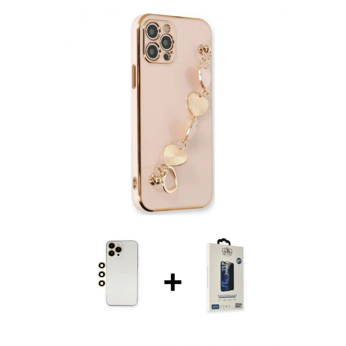 MARSİLYAN™- iPhone 12 Pro Max Kılıf Nova Işık Prime - Siyah Bilvis Hayalet Cam Ekran Koruyucu + Shine Kamera Lens - GD